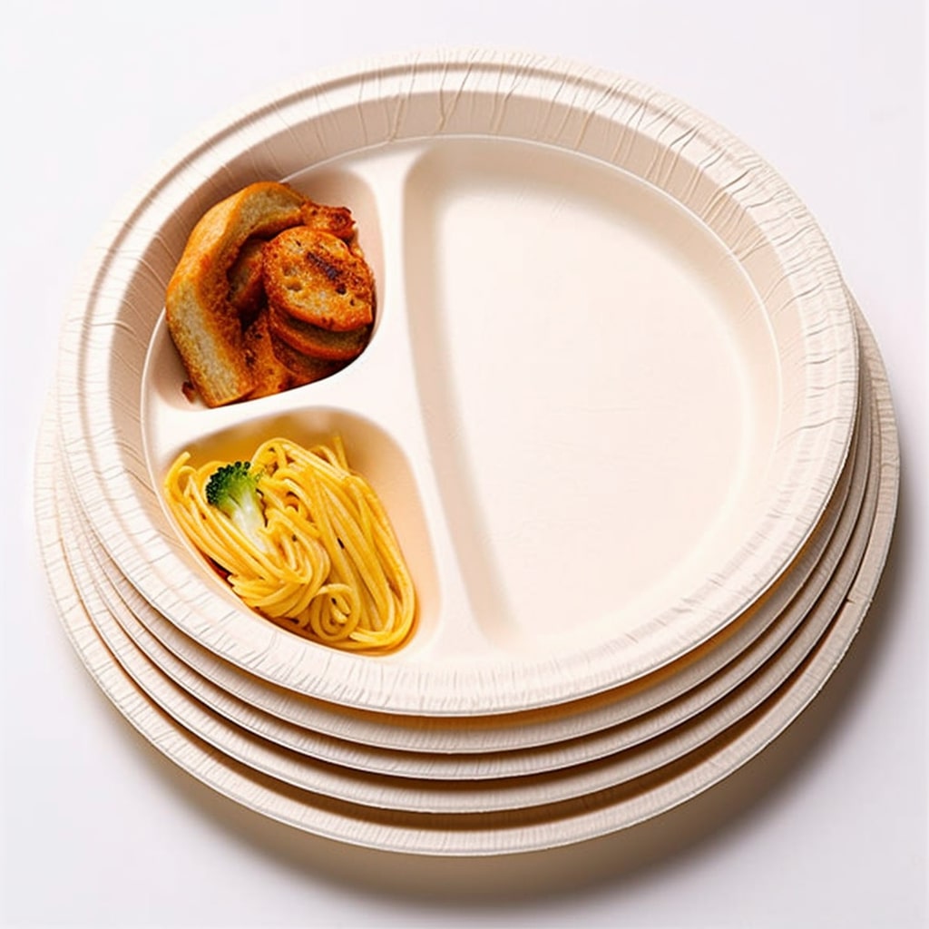 disposable plates with food
