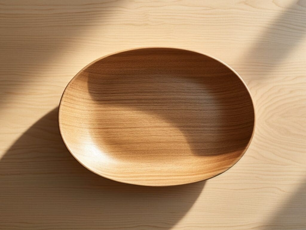 Bamboo plate on table