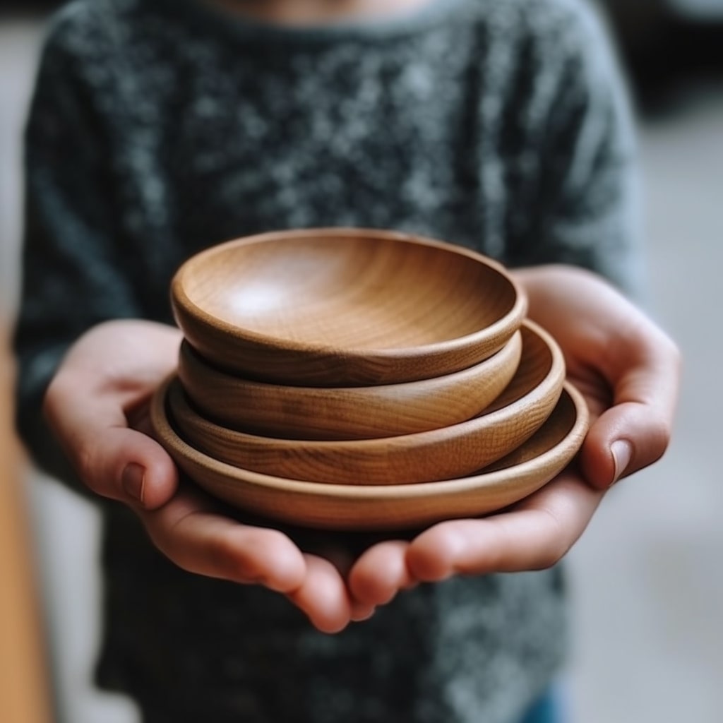 hands holding small bamboo dishes