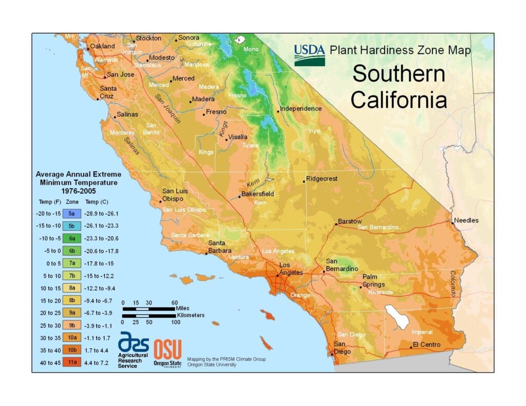 Plant Hardiness Zone Map Southern California