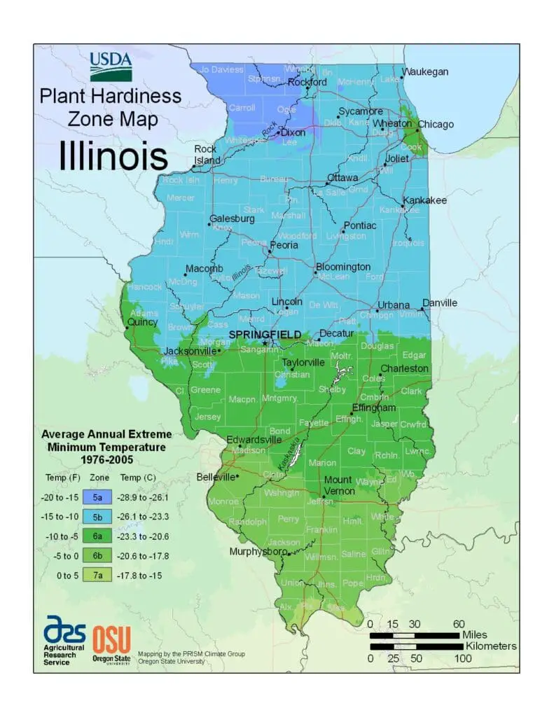 Plant Hardiness Zone Map - Illinois