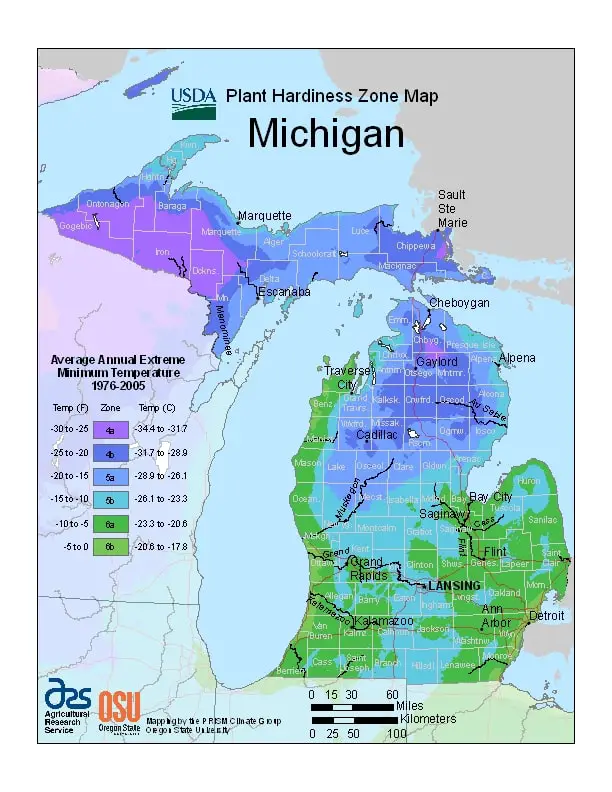 Plant Hardiness Zone Map Michigan