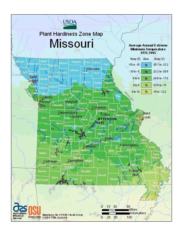 Plant Hardiness Zone Map - Missouri