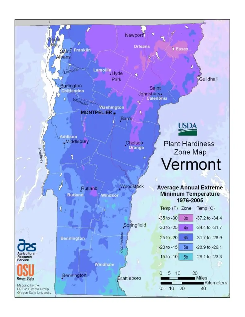 Plant Hardiness Zone - Vermont