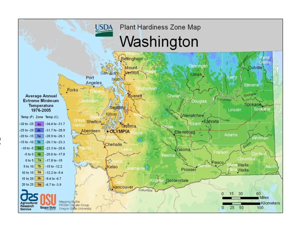 Plant Hardiness Zone Map - Washington