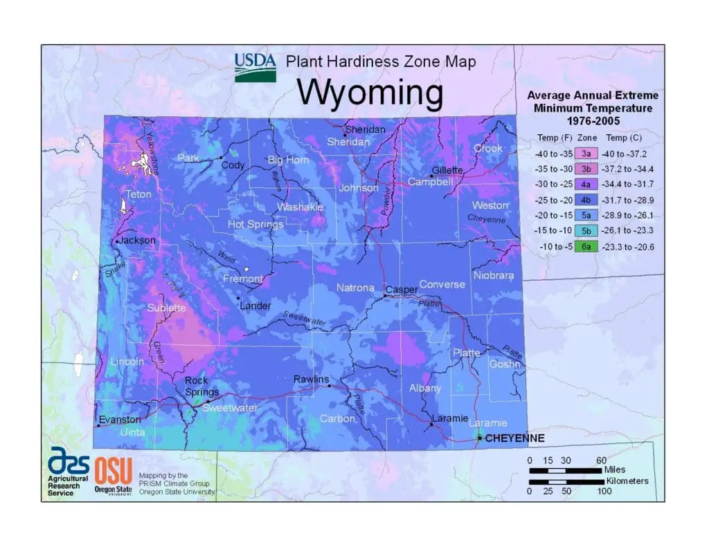 Plant Hardiness Zone Map - Wyoming