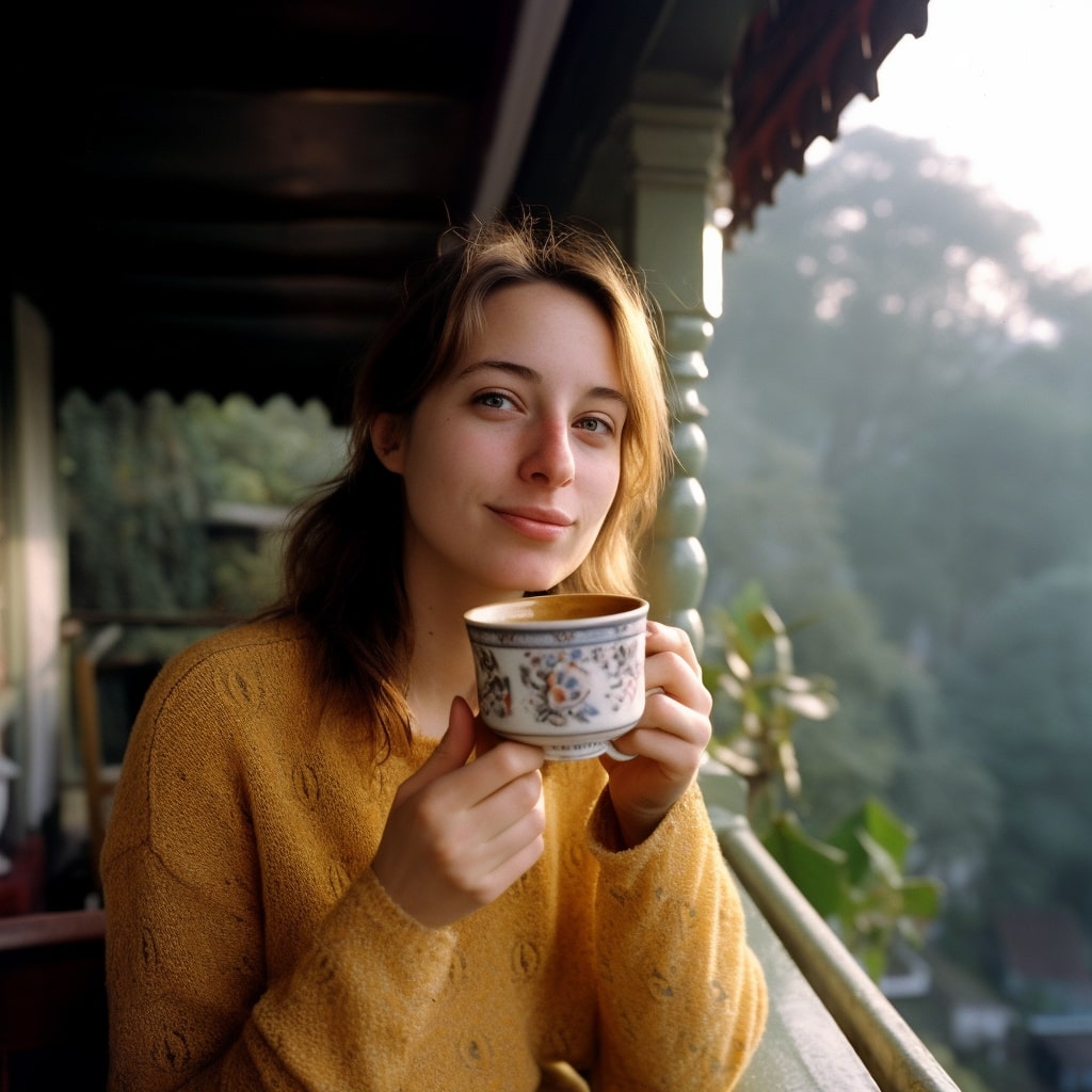 woman in sri lanka sipping tea