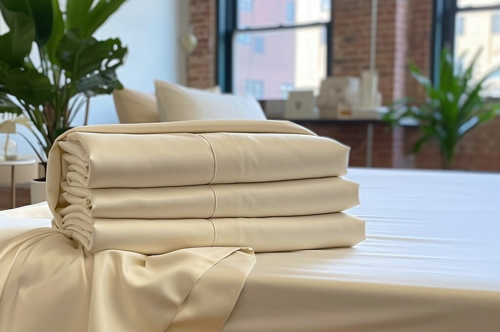 folded sheets on bed