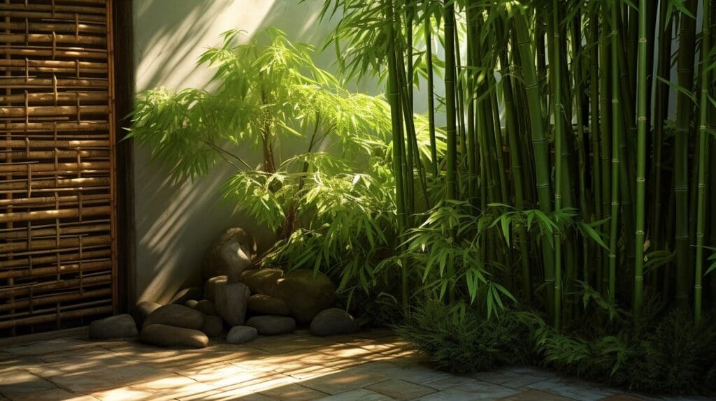 bamboo in courtyard casting shade