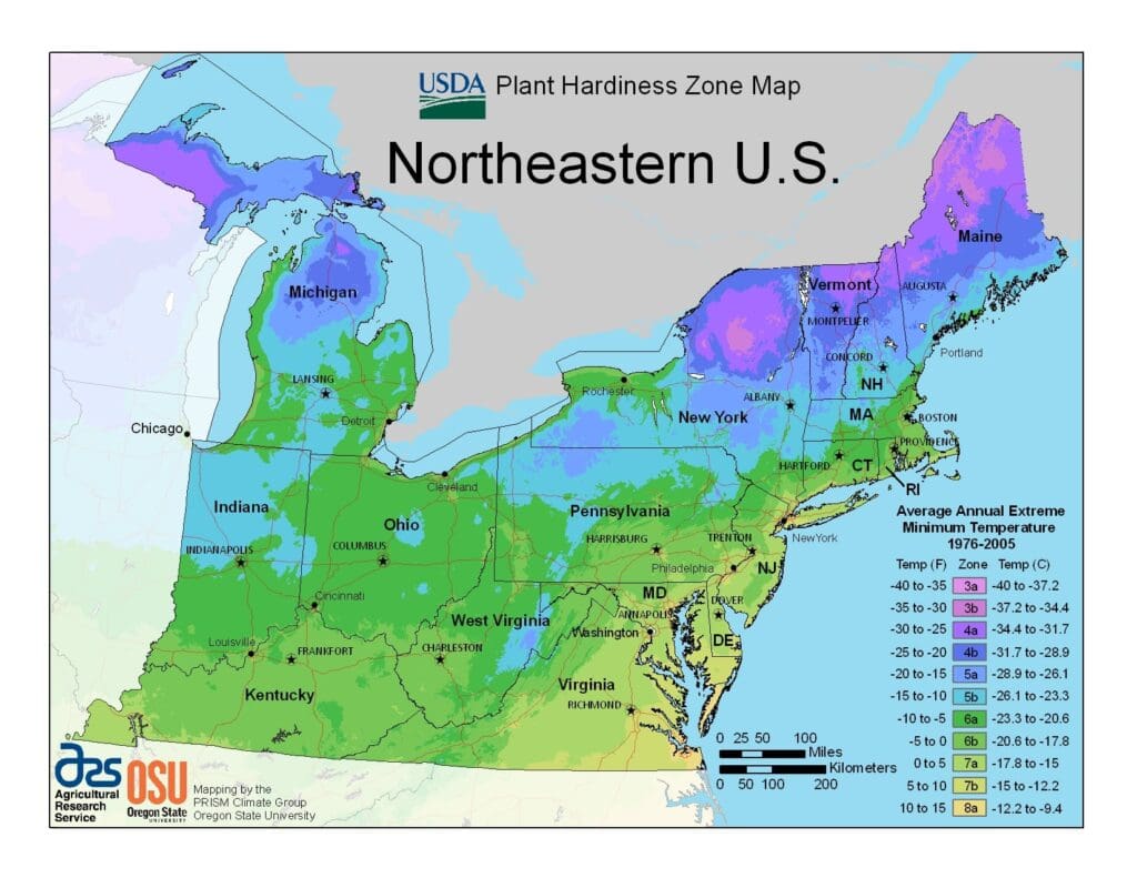 Plant Hardiness Zone Map - Northeastern US